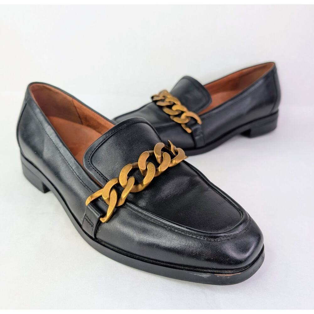 Vionic Black Leather Block Chain Mizelle Loafers Size 9